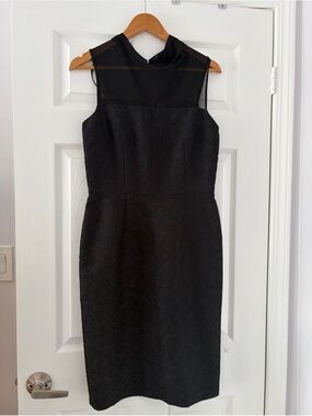 Vera Wang Black Sheath Dress with Illusion Yoke